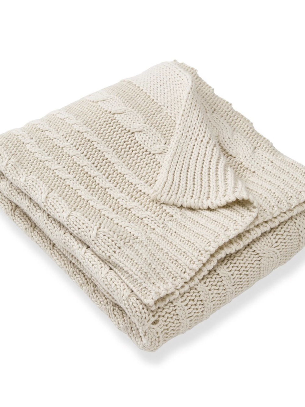 Burt's Bees Cream Cable Knit Throw Blanket NWT - Oat